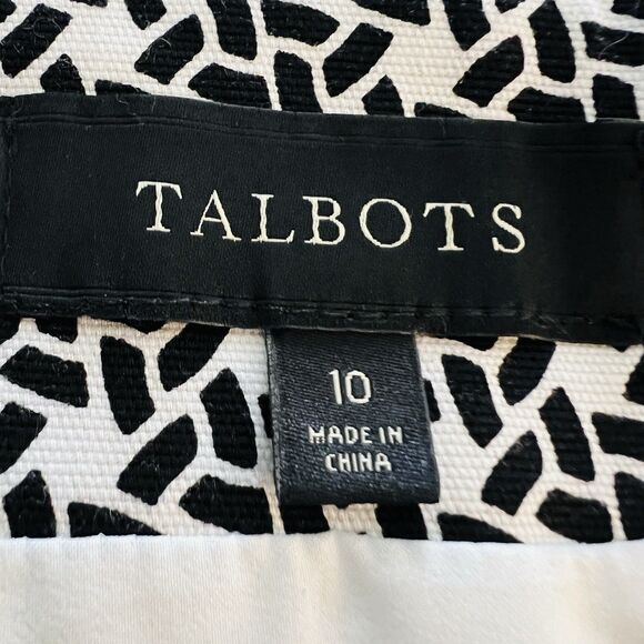 Talbots Black & White Geometric Scallop Hem Lined Flare Skirt - Size 10 - Picture 7 of 9